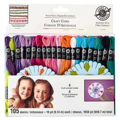 Loops & Threads 12 Packs: 105 ct. (1260 Total) Glamour Girls Craft Cord by Loops and Threads