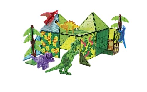 MAGNA-TILES Dino World XL 50-Piece Magnetic Construction Set, The ORIGINAL Magnetic Building Brand