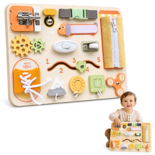 KALOTOYS Large Busy Board Montessori Toys for 1 2 3 Year Old - Sensory Toys for Toddlers 1-3 - Fine Motor Skills & Early Learning - Montessori Gift