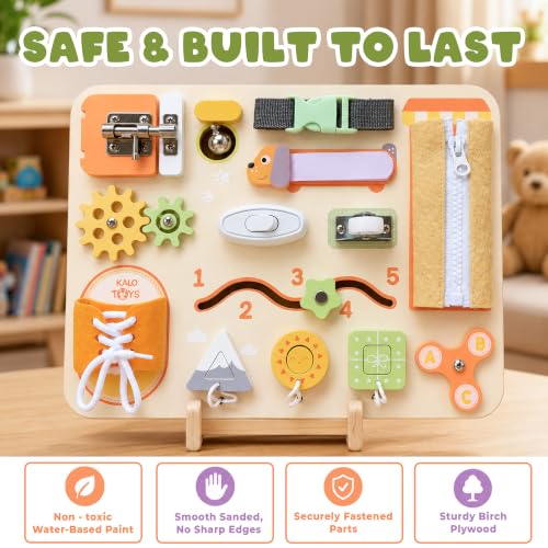 KALOTOYS Large Busy Board Montessori Toys for 1 2 3 Year Old - Sensory Toys for Toddlers 1-3 - Fine Motor Skills & Early Learning - Montessori Gift