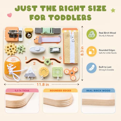 KALOTOYS Large Busy Board Montessori Toys for 1 2 3 Year Old - Sensory Toys for Toddlers 1-3 - Fine Motor Skills & Early Learning - Montessori Gift