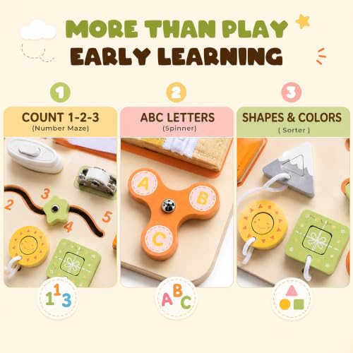 KALOTOYS Large Busy Board Montessori Toys for 1 2 3 Year Old - Sensory Toys for Toddlers 1-3 - Fine Motor Skills & Early Learning - Montessori Gift