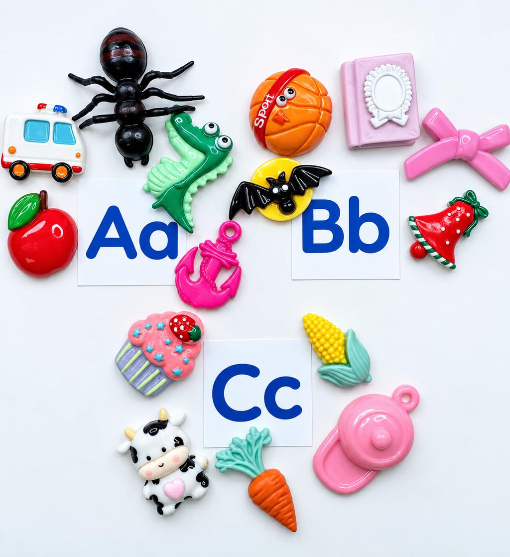 Alphabet Objects Set, 130+ Beginning Sound Trinkets for Phonics & Language Learning, 5 per Letter A–Z, Montessori Learning Materials Say & Play