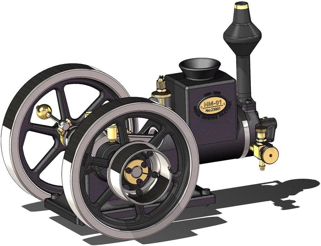Retro HM-01 Hit and Miss Engine Model Kit for Adults, 4-Stroke Horizontal Stationary Mini Engine Kit that Runs, Working Metal Engine with High/Low Speed Gear Lever, Gift -KIT