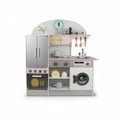 JCRBILW Children Kitchen Playthin Wooden Play Kitchen Set Kids Pretend with Tall Refrigerator Sink Controls and Storage Encourages Creative Cooking and Teamwork Suitable for playroom Bedroom Daycare