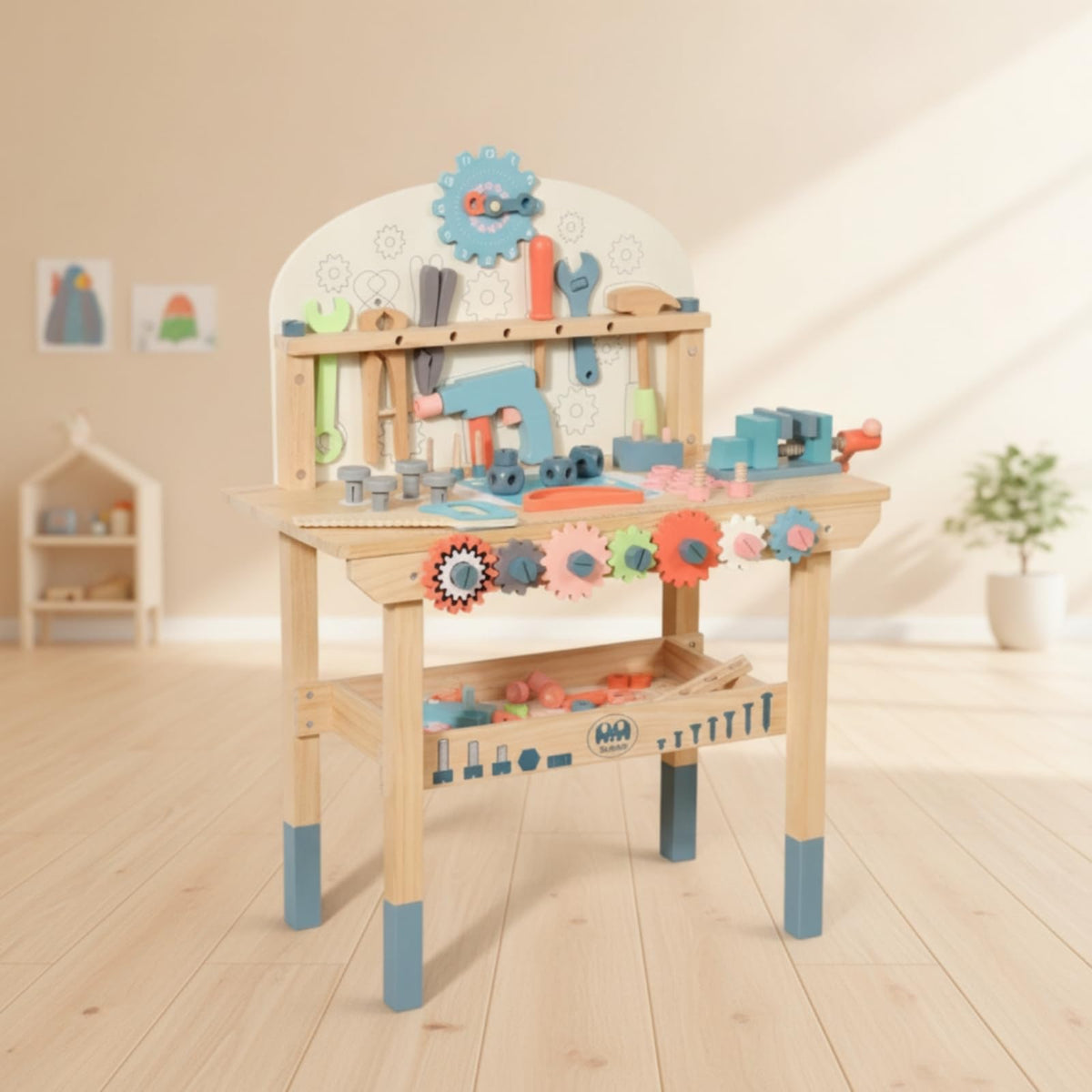 predolo Wooden Tool Bench Tool Bench Interactive Furniture for Classroom