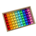 EHJRE Children Building Blocks Wooden Stacking Blocks Disc Blocks Cylindrical Blocks with Acrylic for Visual Effect Sorting and Repeated Shape Building in Tray Box Suitable for Classroom Activities