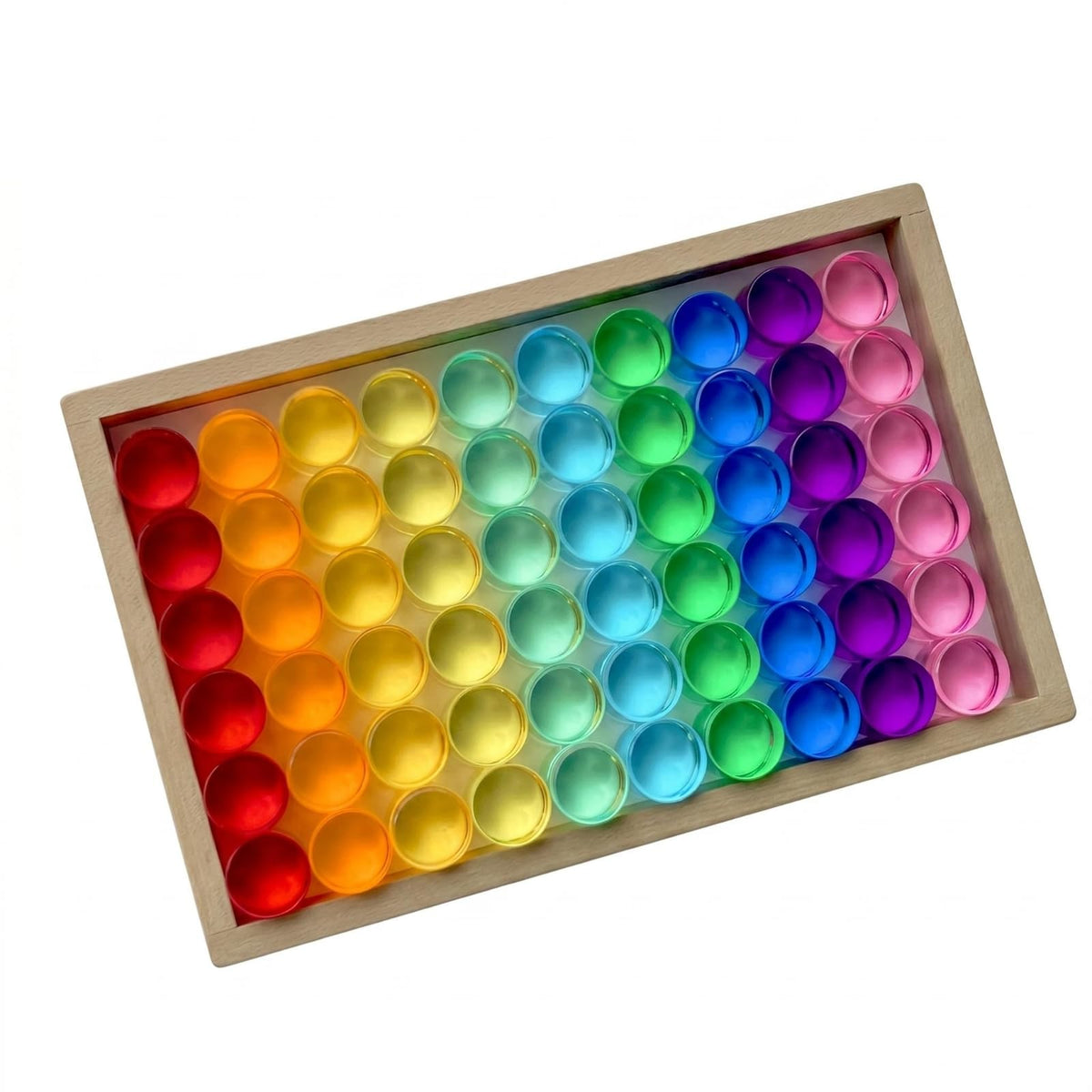 EHJRE Children Building Blocks Wooden Stacking Blocks Disc Blocks Cylindrical Blocks with Acrylic for Visual Effect Sorting and Repeated Shape Building in Tray Box Suitable for Classroom Activities