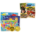 QUOKKA 7-in-1 Puzzle Set for Kids Ages 3–8 – USA, World & Space Floor Puzzles + 4 Wooden Montessori Animal Puzzles – Preschool Educational Toys for Boys & Girls