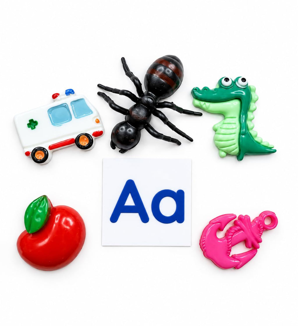Alphabet Objects Set, 130+ Beginning Sound Trinkets for Phonics & Language Learning, 5 per Letter A–Z, Montessori Learning Materials Say & Play