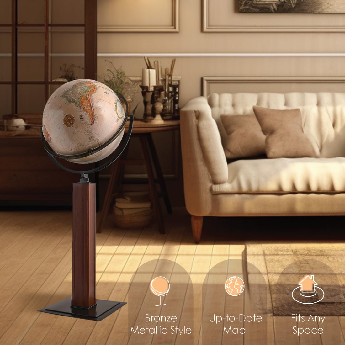 Landen Globe 16-inch Diameter Floor Standing Globe