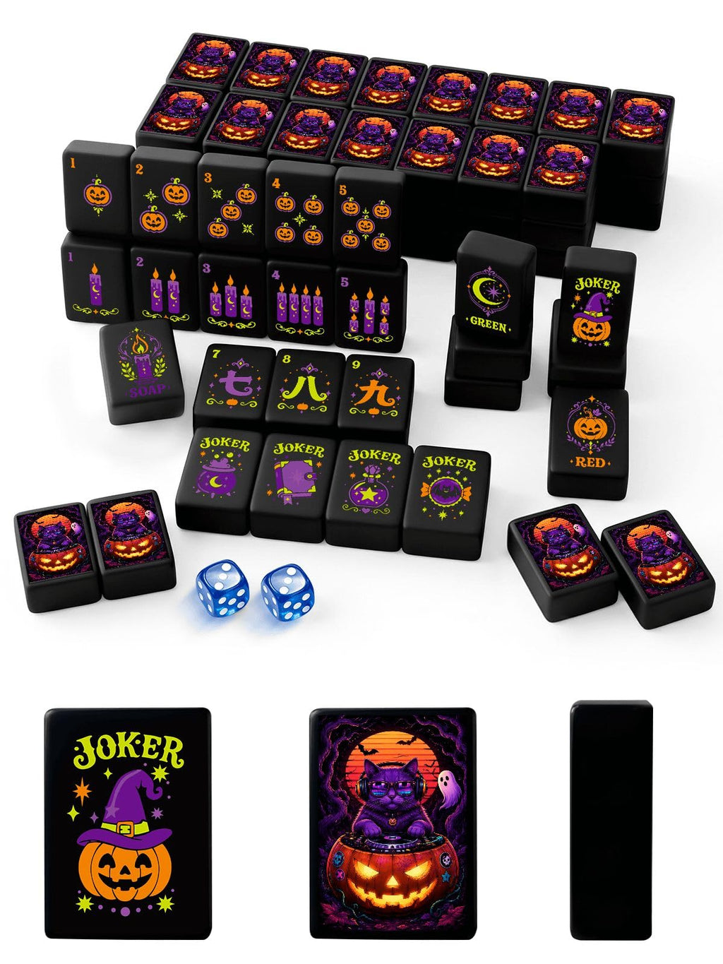 Halloween American Mahjong Tile Set Witch Halloween Cat Aesthetic Cool