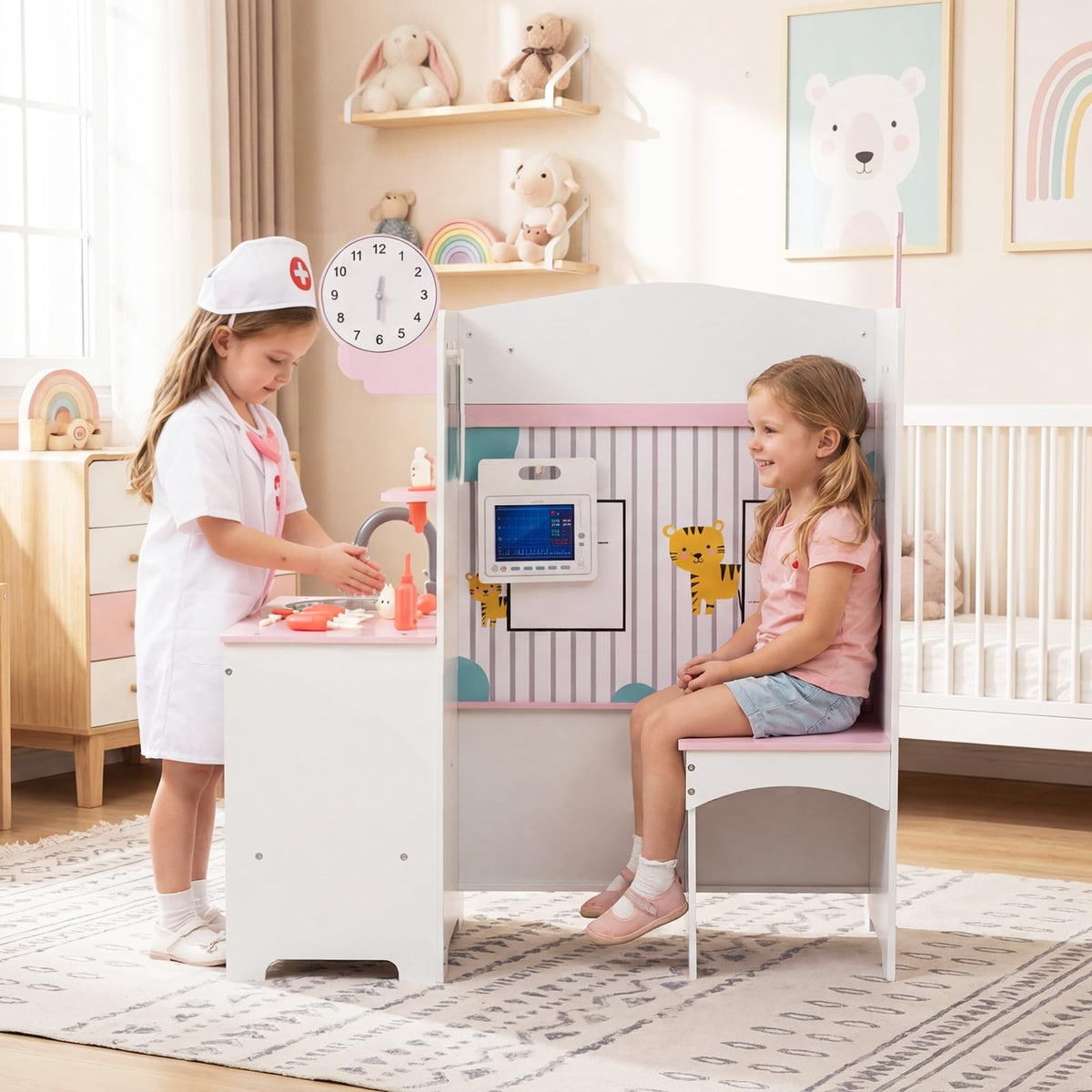 Costzon Wooden Doctor Pretend Play Center