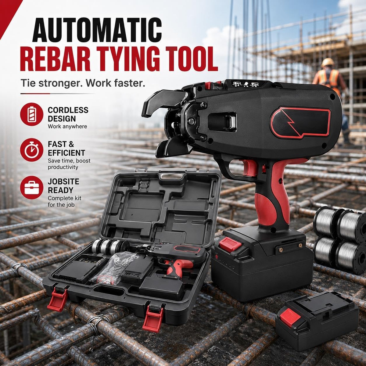 Portable Rebar Binding Machine, Complete Kit 2