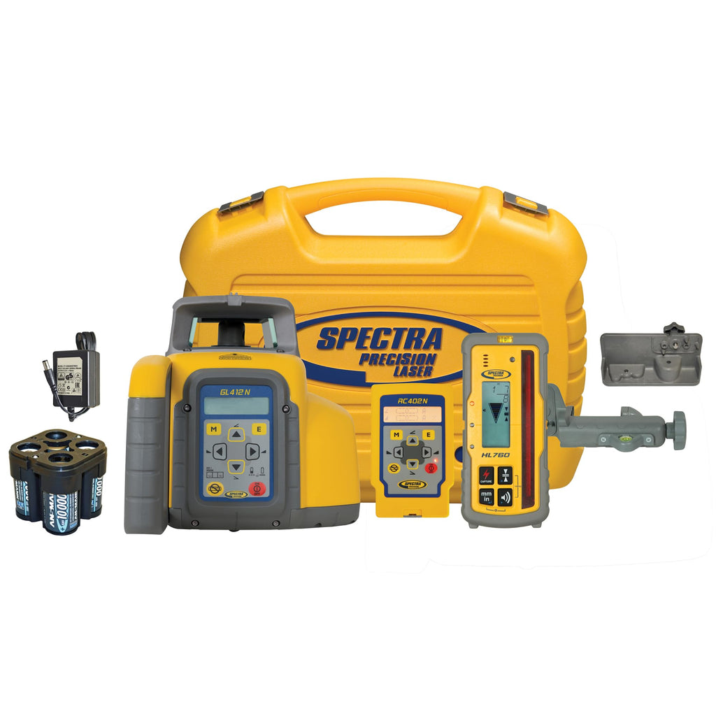 Spectra Precision Rotary Laser Level Systems – Automatic Self-Leveling Construction Lasers with Receiver, Remote Control, Batteries & Carry Case