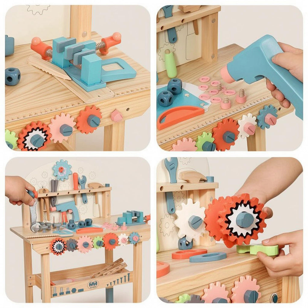 predolo Wooden Tool Bench Tool Bench Interactive Furniture for Classroom