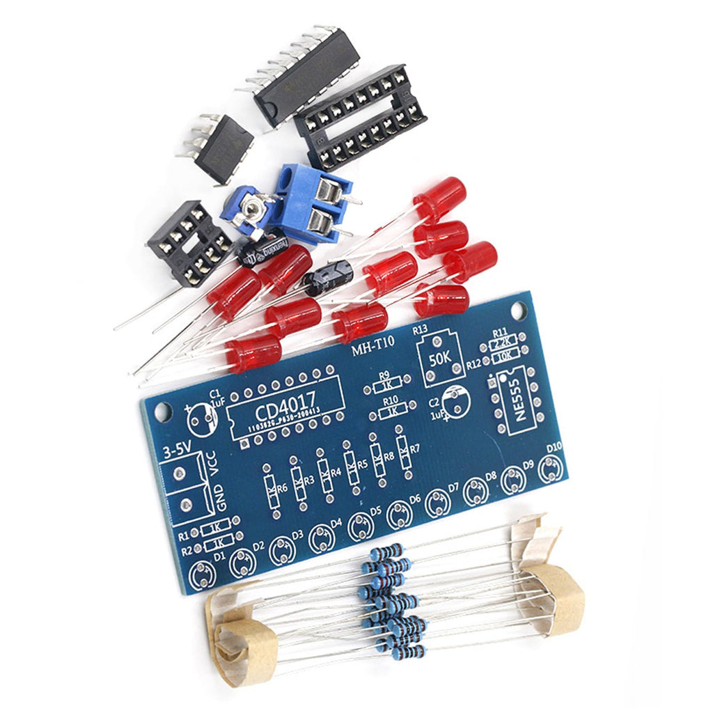 Educational LED Soldering Practice Kit – NE555 & CD4017 Flowing Light Project, Electronic Assembly for Students & Learning