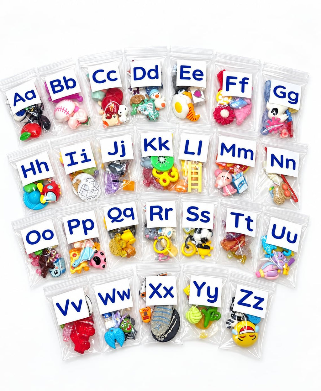 Alphabet Objects Set, 130+ Beginning Sound Trinkets for Phonics & Language Learning, 5 per Letter A–Z, Montessori Learning Materials Say & Play