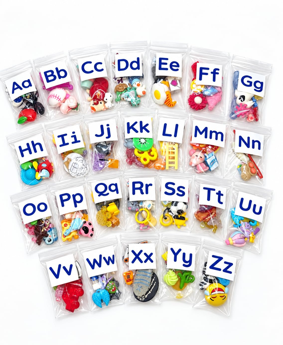 Alphabet Objects Set, 130+ Beginning Sound Trinkets for Phonics & Language Learning, 5 per Letter A–Z, Montessori Learning Materials Say & Play