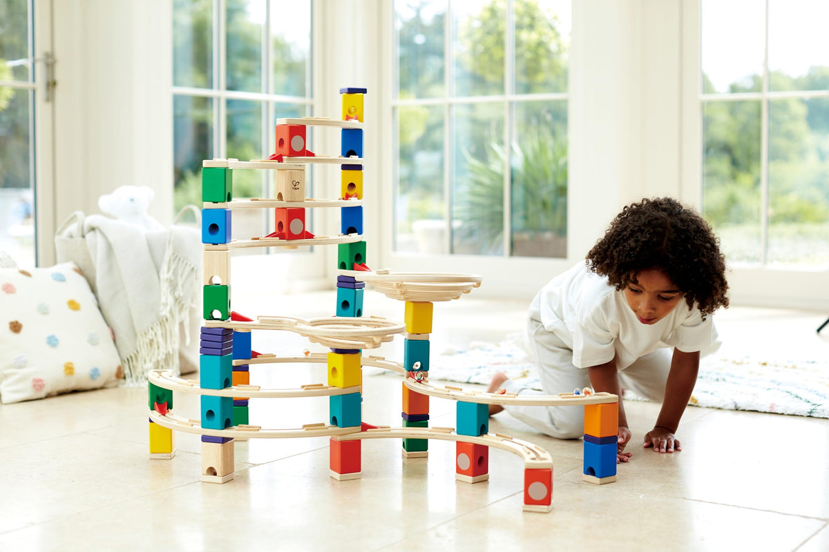 Award Winning Hape Quadrilla Wooden Marble Run Construction - The Cyclone