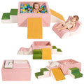 MOOZHEALTH Baby Climbing Blocks with Ball Pit,6PCS Foam Climbing Toys for Toddlers 1-3 Inside,Soft Crawl & Climb Activity Play Set Indoor,Modular Structure Washable Play Equipment(Balls Not Included)