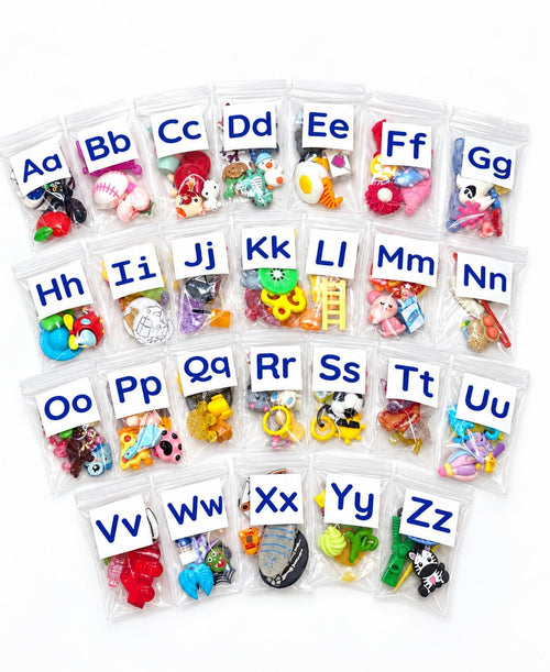 Alphabet Objects Set, 130+ Beginning Sound Trinkets for Phonics & Language Learning, 5 per Letter A–Z, Montessori Learning Materials Say & Play