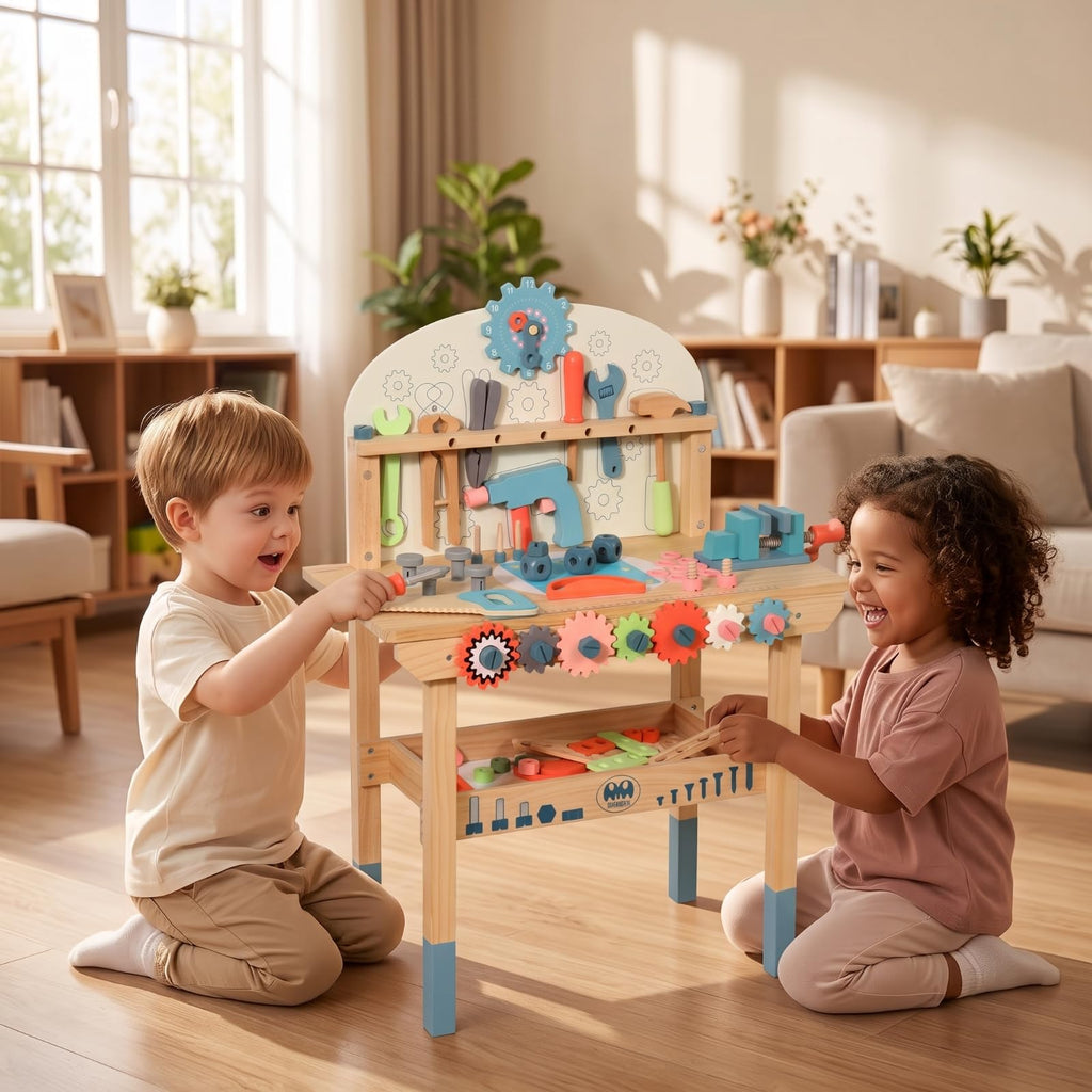 predolo Wooden Tool Bench Tool Bench Interactive Furniture for Classroom