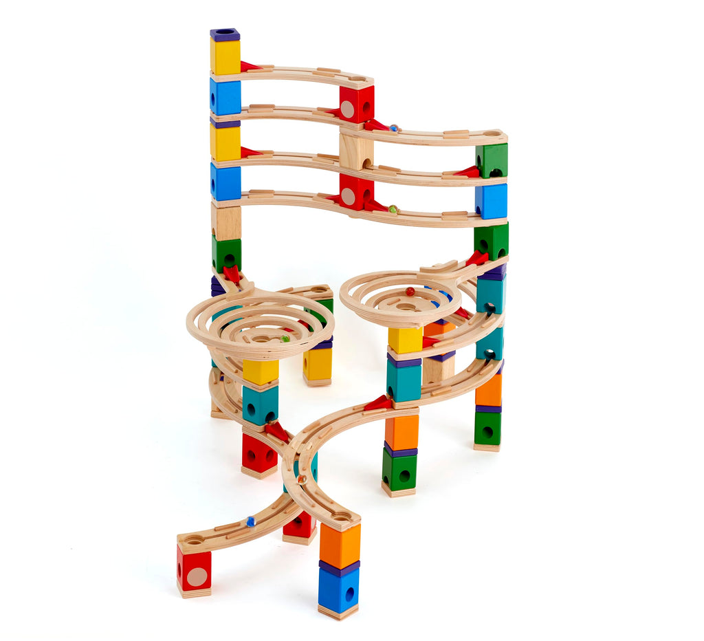 Award Winning Hape Quadrilla Wooden Marble Run Construction - The Cyclone