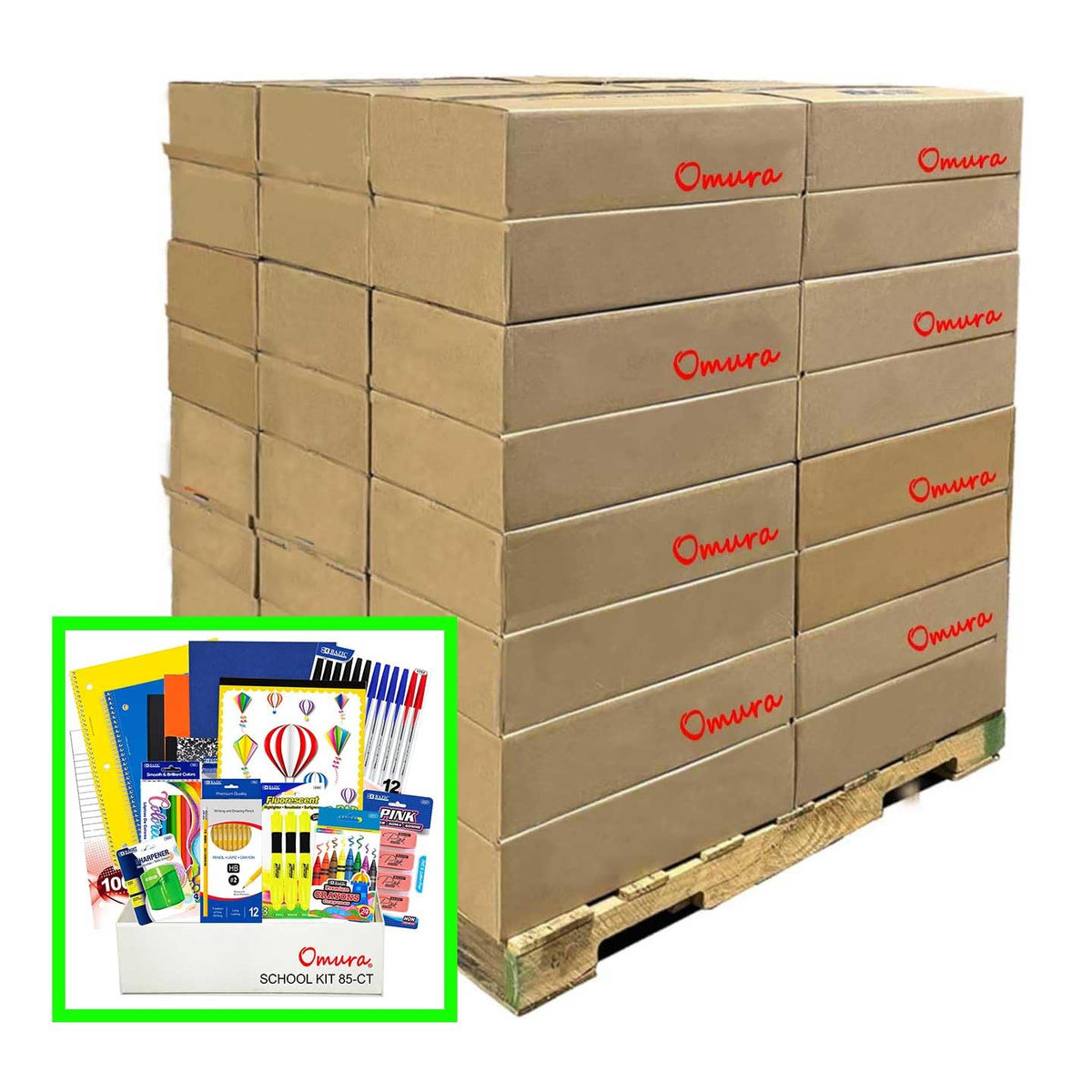 OMURA Learning | Primary Back-to-School Supply Box for All-in-One Student Essentials Set | Composition Book Ruler | Ideal School Supplies Gift