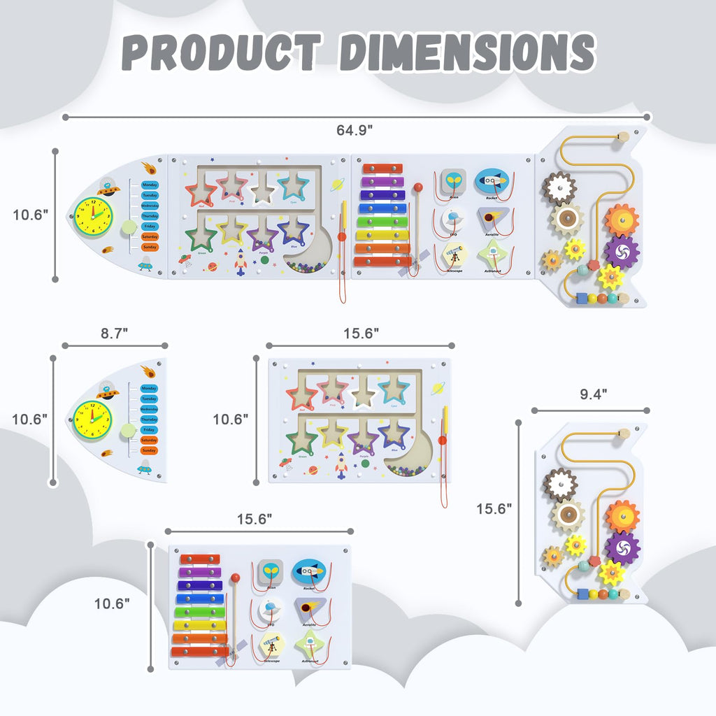 Spacocld Activity Wall Busy Board Panels - Sensory Wall Panel for Kids