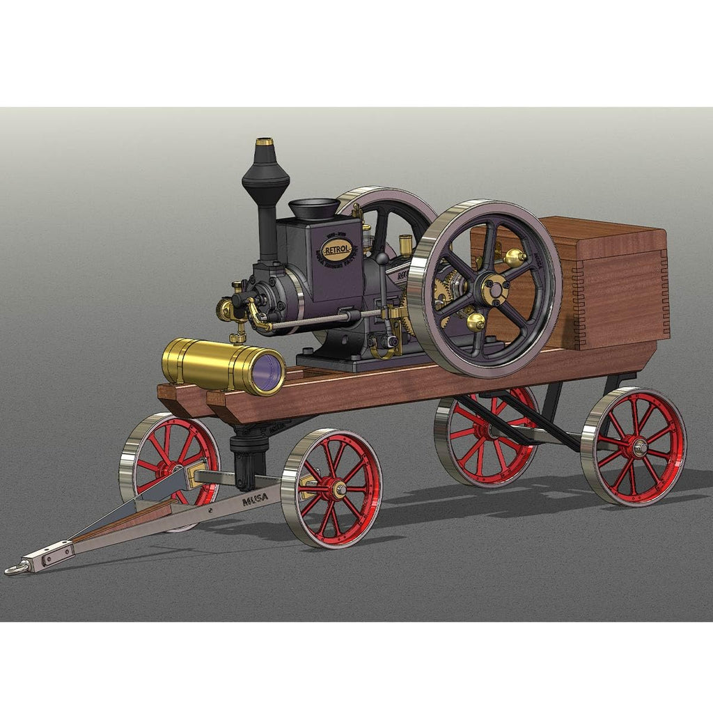 Retro HM-01 Hit and Miss Engine Model Kit for Adults, 4-Stroke Horizontal Stationary Mini Engine Kit that Runs, Working Metal Engine with High/Low Speed Gear Lever, Gift -KIT