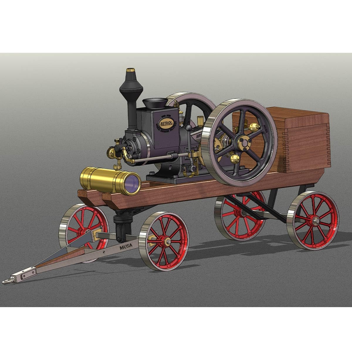 Retro HM-01 Hit and Miss Engine Model Kit for Adults, 4-Stroke Horizontal Stationary Mini Engine Kit that Runs, Working Metal Engine with High/Low Speed Gear Lever, Gift -KIT