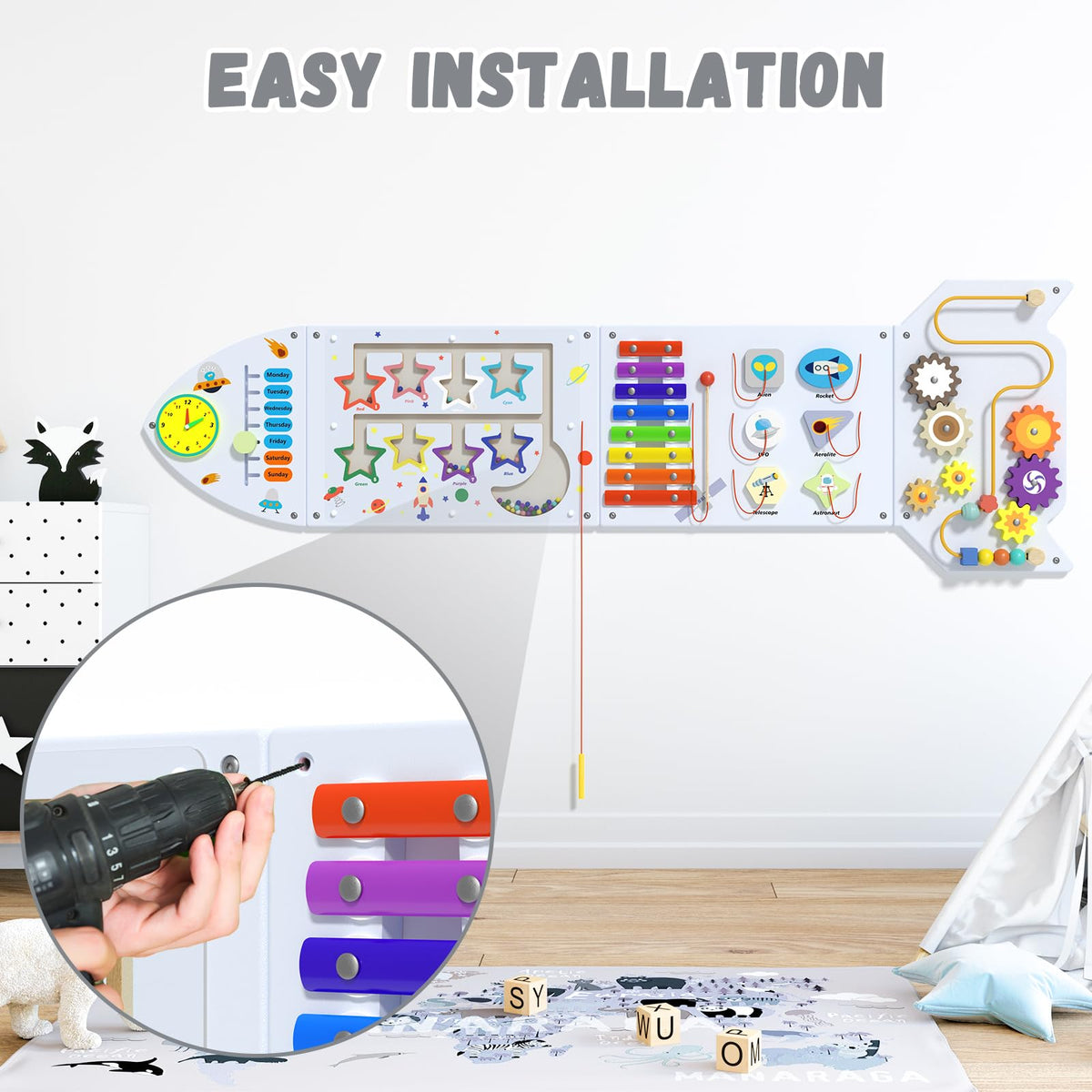 Spacocld Activity Wall Busy Board Panels - Sensory Wall Panel for Kids