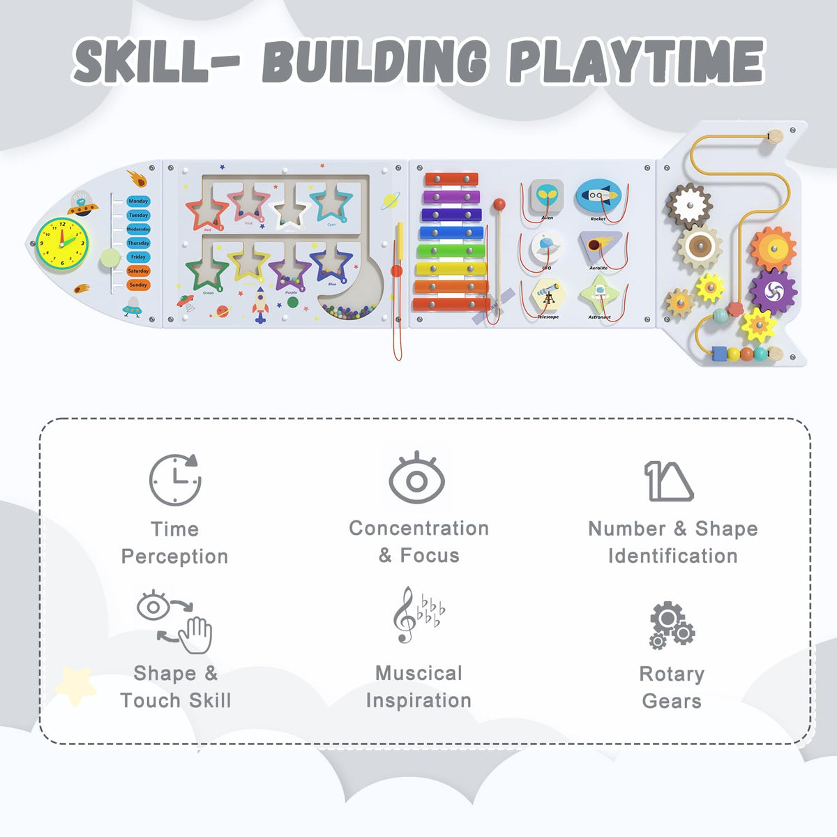 Spacocld Activity Wall Busy Board Panels - Sensory Wall Panel for Kids