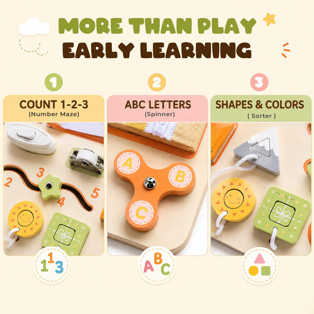 KALOTOYS Large Busy Board Montessori Toys for 1 2 3 Year Old - Sensory Toys for Toddlers 1-3 - Fine Motor Skills & Early Learning - Montessori Gift
