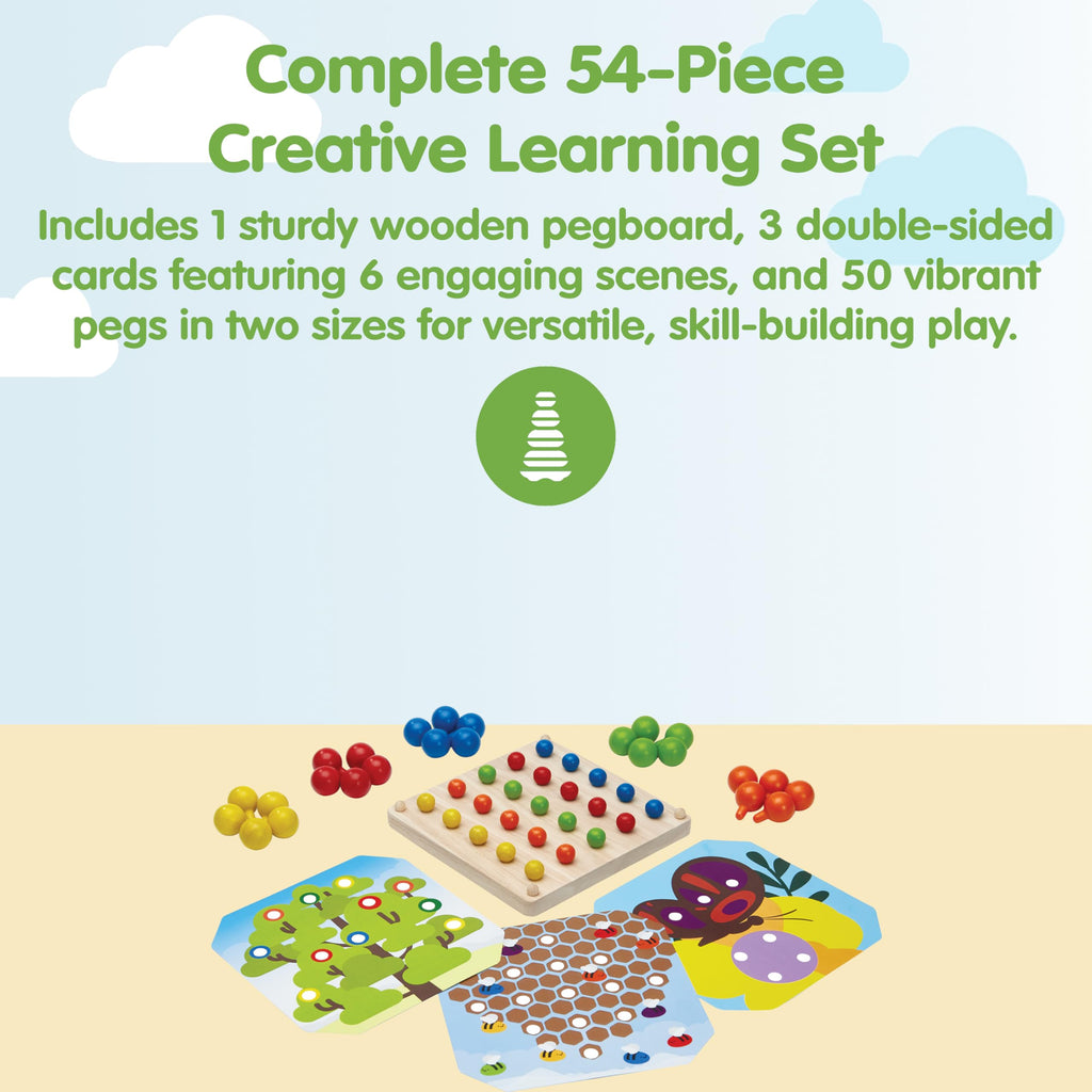 PlanToys® Geometric Peg Boards, Wooden Educational Toy Kids Montessori