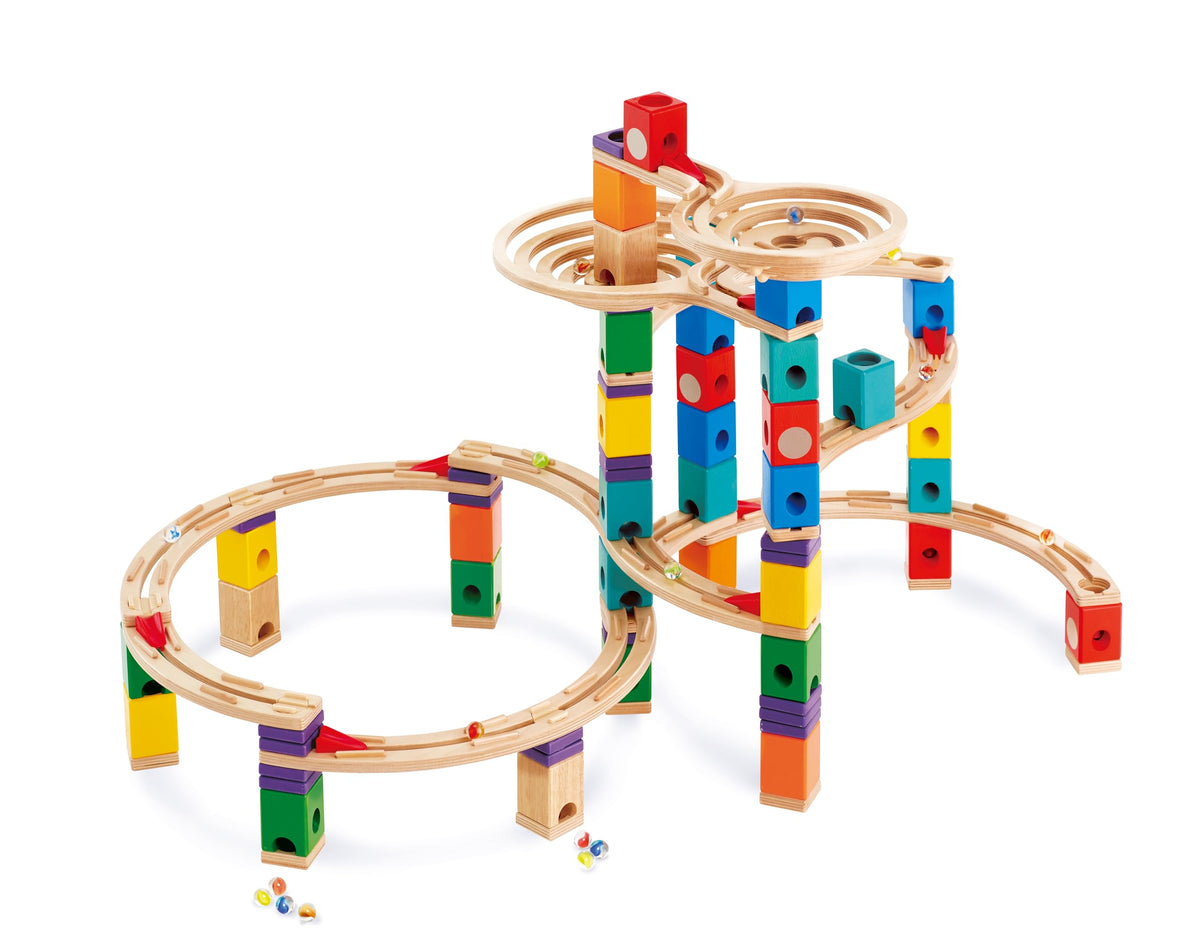 Award Winning Hape Quadrilla Wooden Marble Run Construction - The Cyclone
