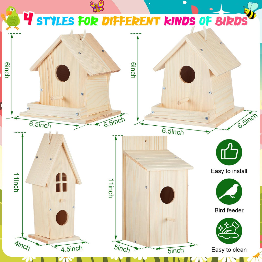 Liliful Bird House Kit for Kid, Wood DIY Birdhouse