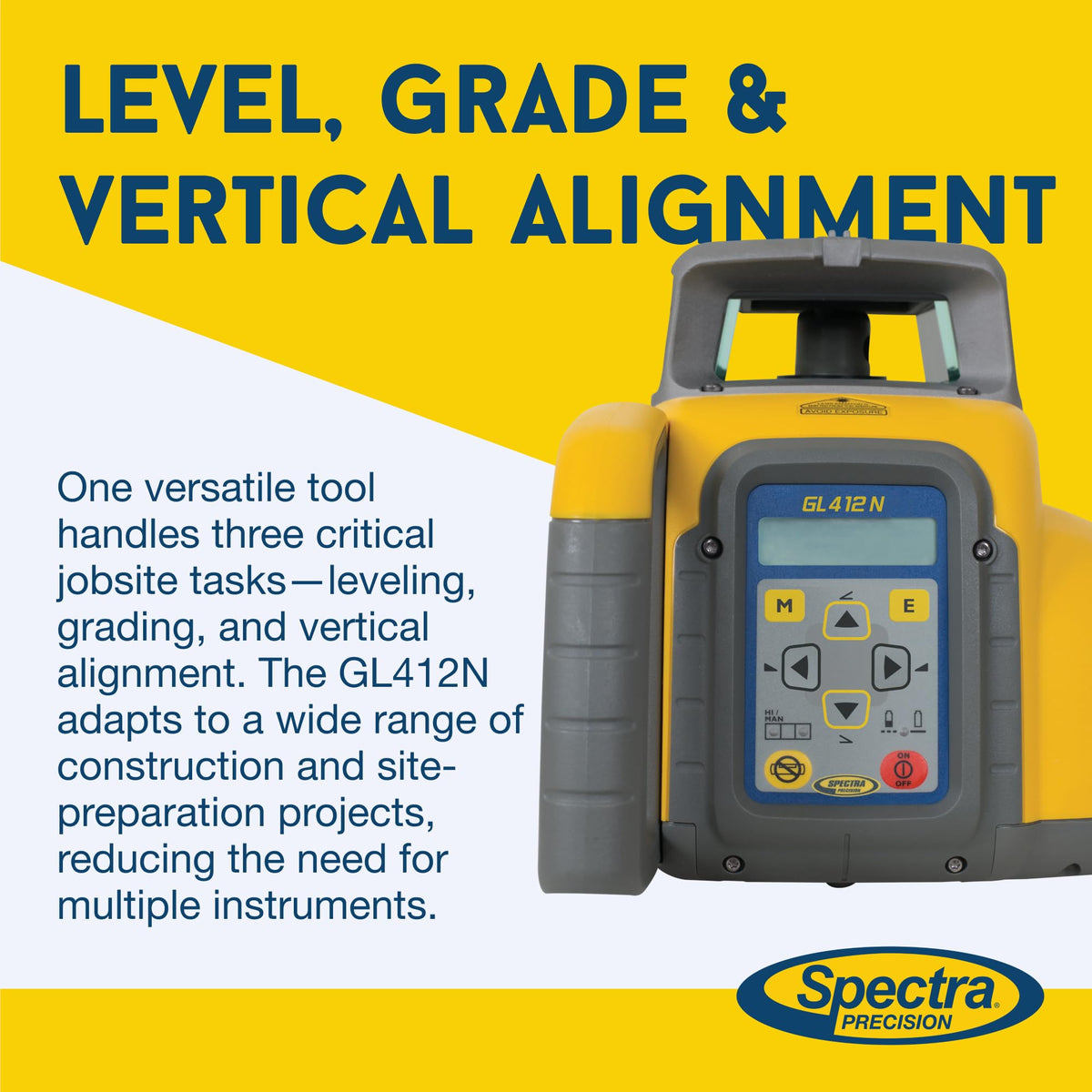 Spectra Precision Rotary Laser Level Systems – Automatic Self-Leveling Construction Lasers with Receiver, Remote Control, Batteries & Carry Case