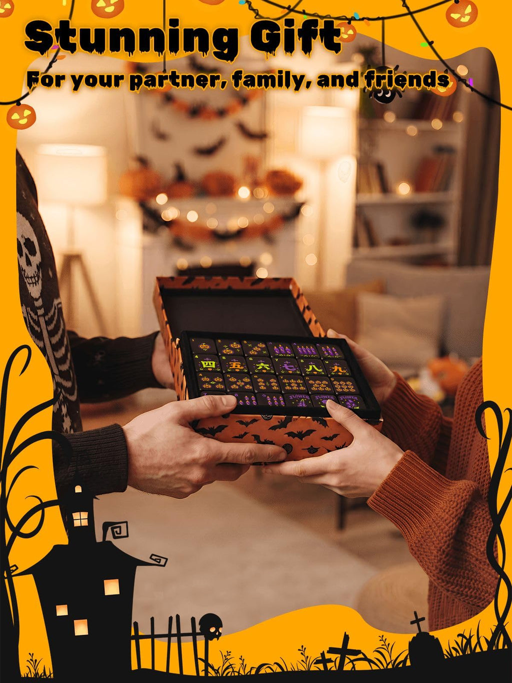 Halloween American Mahjong Tile Set Witch Halloween Cat Aesthetic Cool