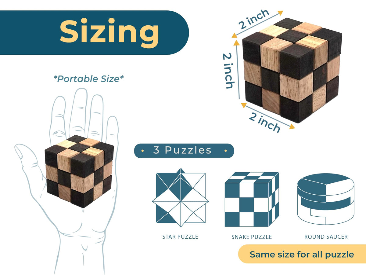 BSIRI Wooden Brain Teaser Puzzle Set