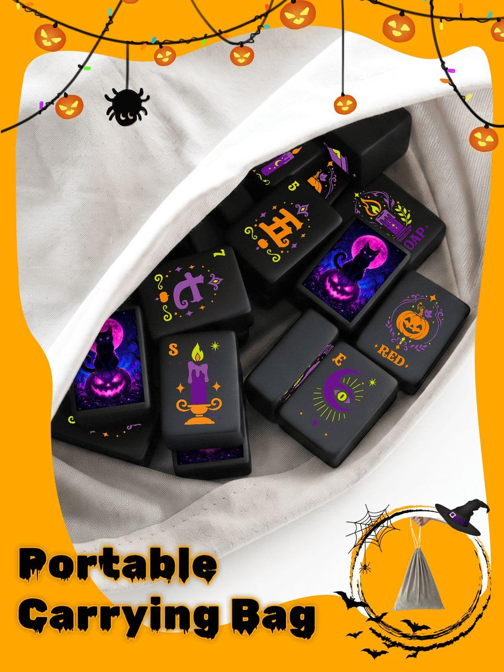 Halloween American Mahjong Tile Set Witch Halloween Cat Aesthetic Cool