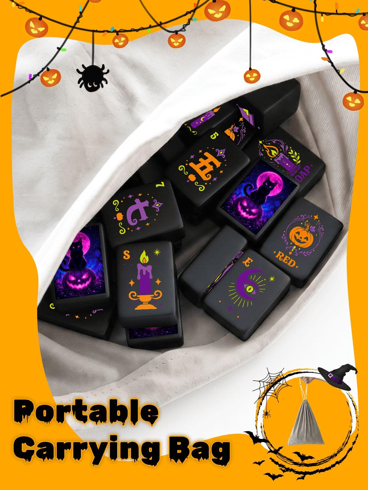 Halloween American Mahjong Tile Set Witch Halloween Cat Aesthetic Cool