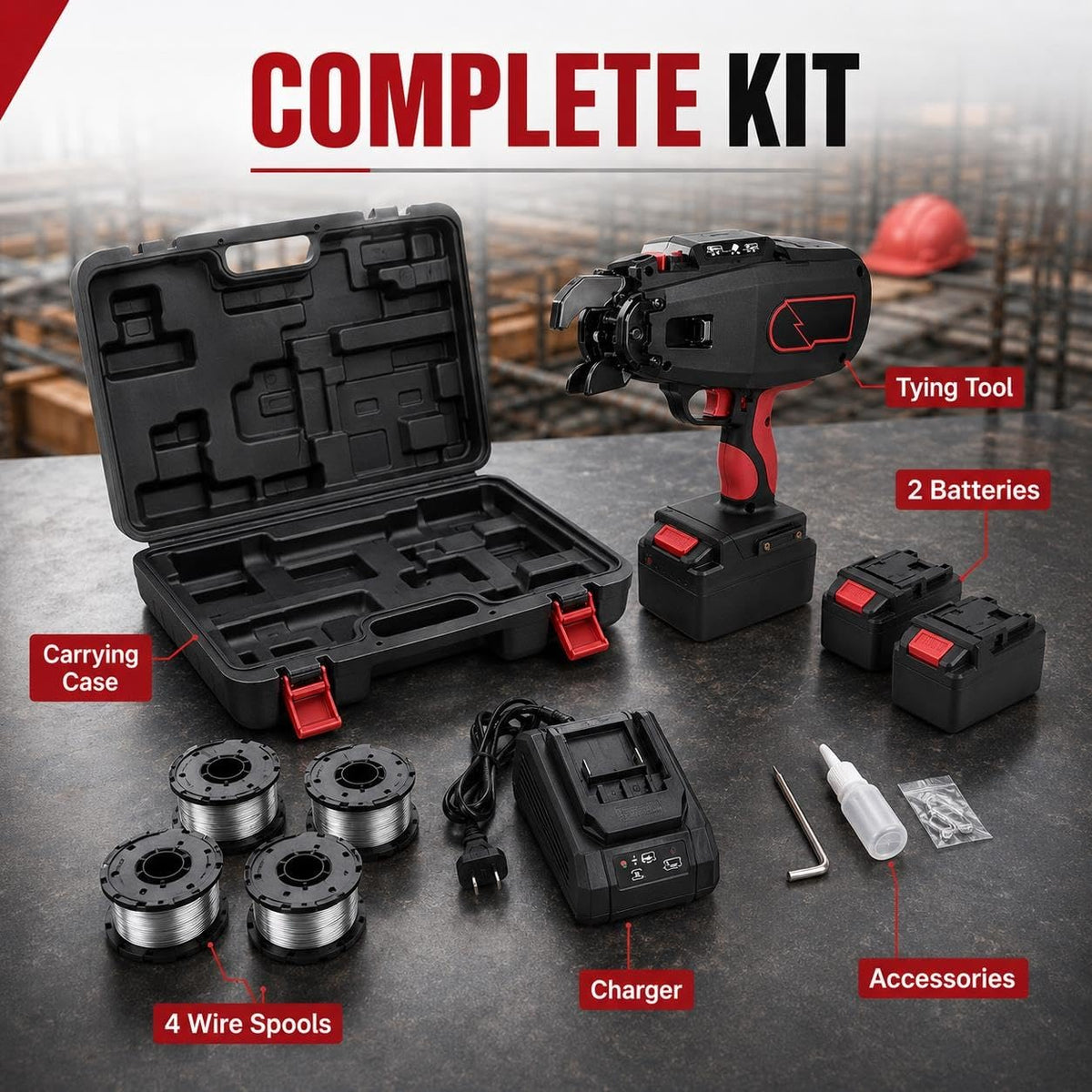 Portable Rebar Binding Machine, Complete Kit 2