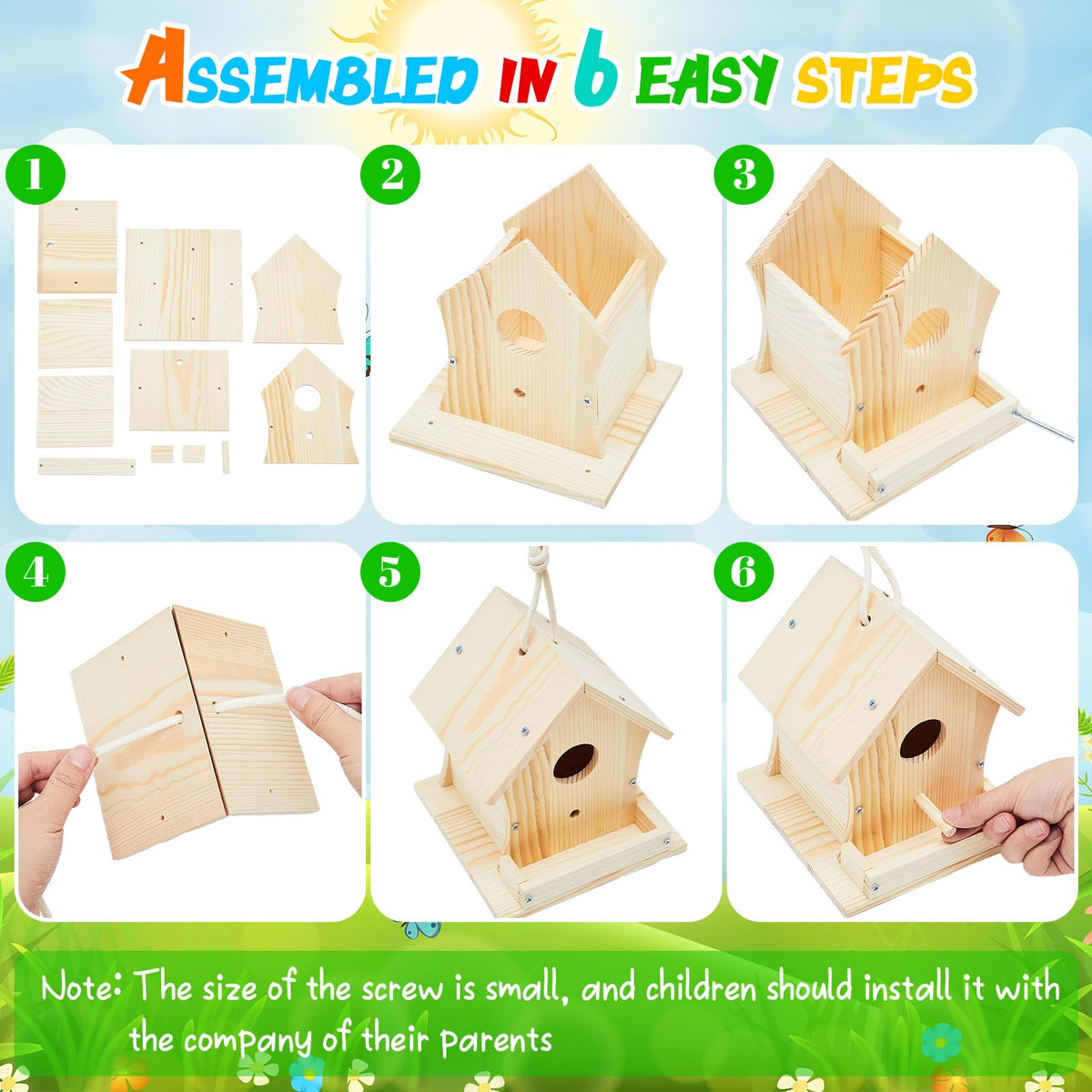 Liliful Bird House Kit for Kid, Wood DIY Birdhouse