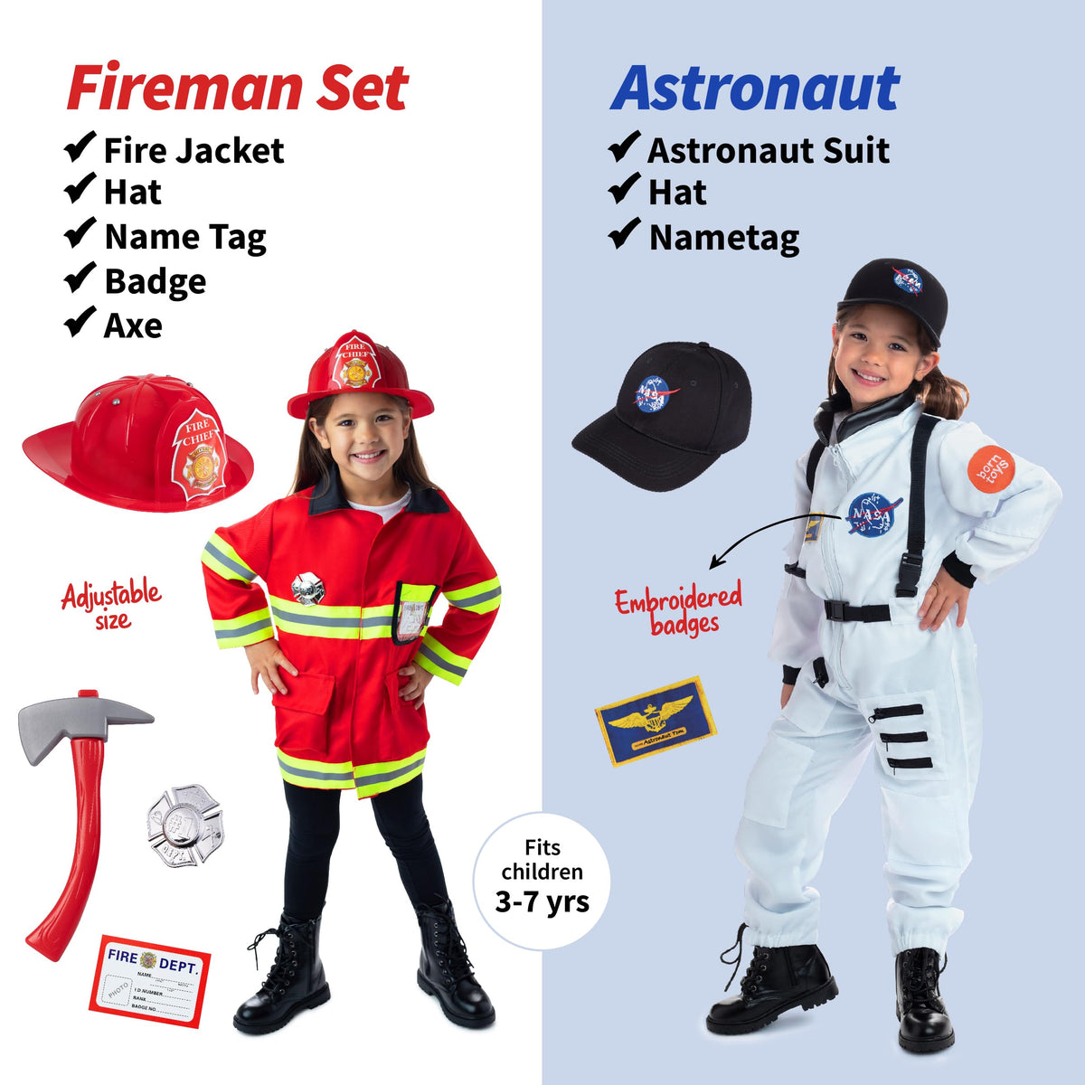Born Toys Pretend Play Costumes for Kids Ages 3-7, Washable Toddler Dress Up Clothes for Play