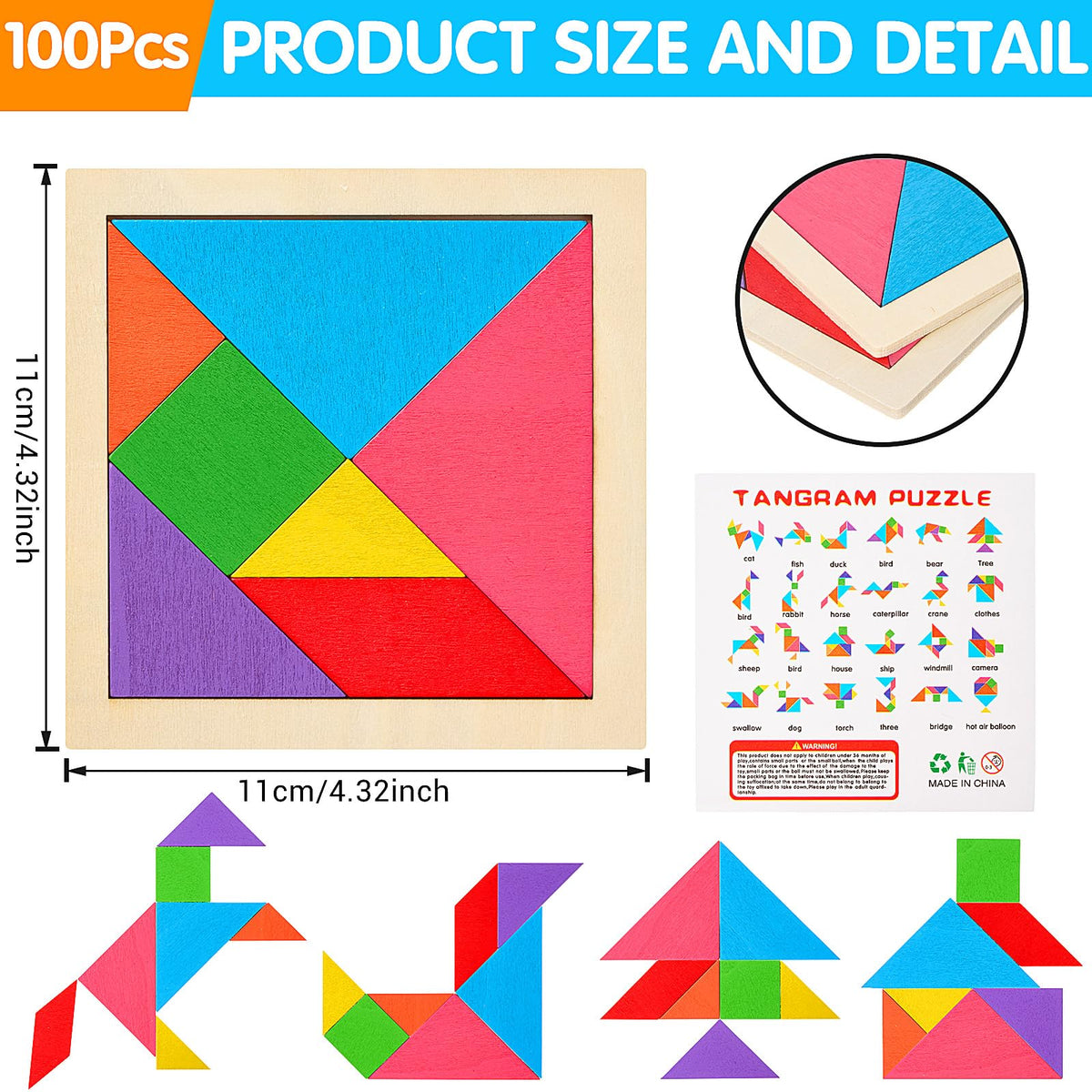 Soulchen Wooden Tangram Puzzle Set
