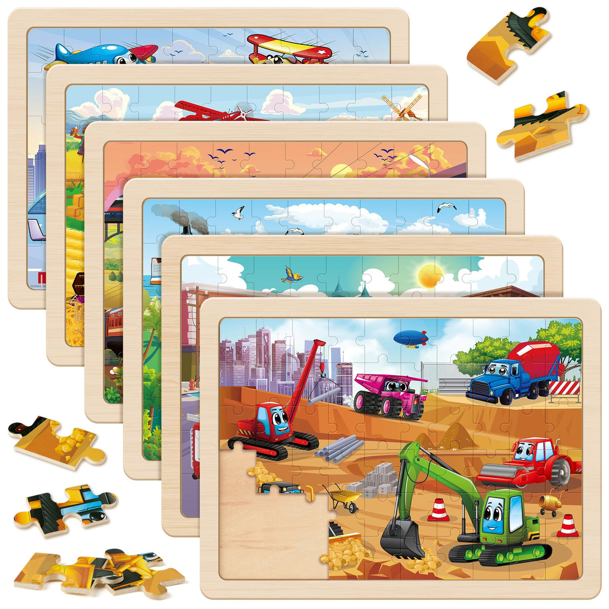 SYNARRY 6-Pack Kids Jigsaw Puzzle Set