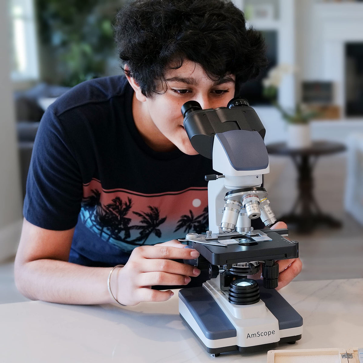 AmScope B120 Series Student & Professional LED Binocular Compound Microscope - 40X-2500X Magnification