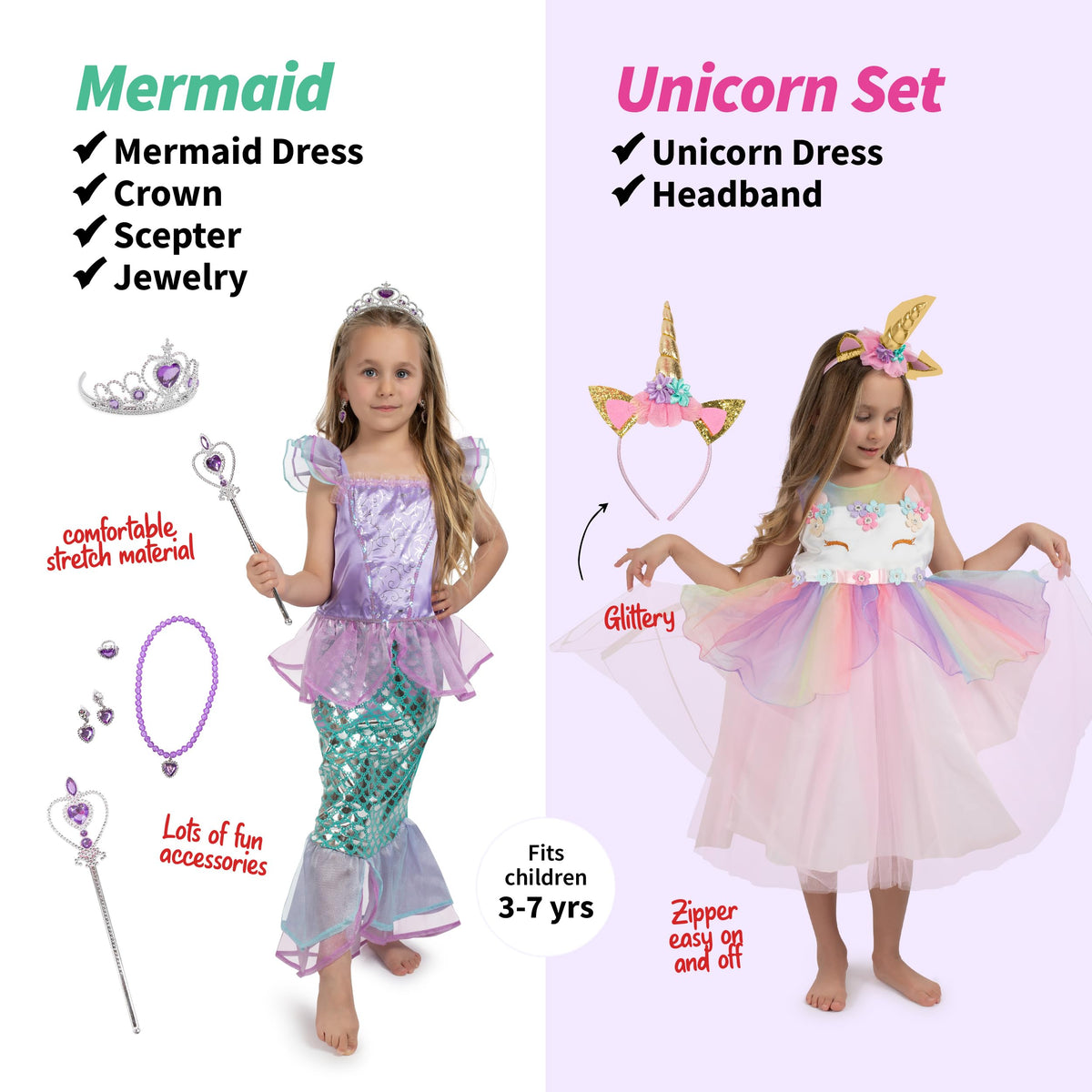 Born Toys Pretend Play Costumes for Kids Ages 3-7, Washable Toddler Dress Up Clothes for Play